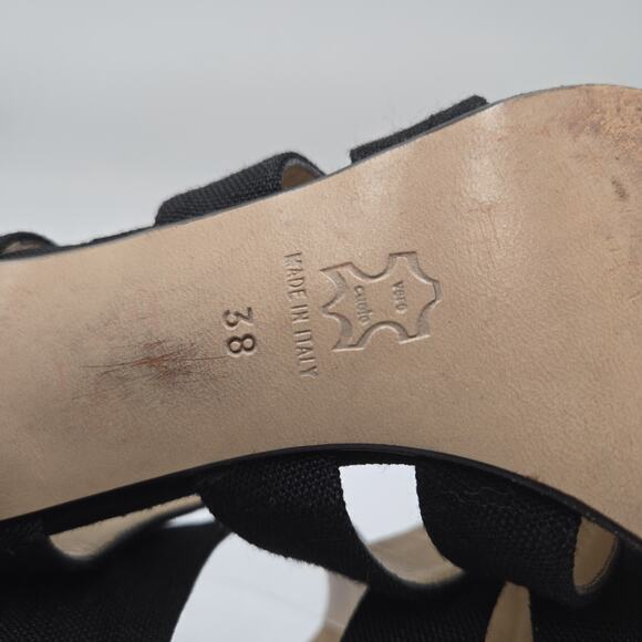 Figueroa Women’s Black Strappy Sandal Heels Size 38 Made in Italy US 7.5 - Picture 7 of 9